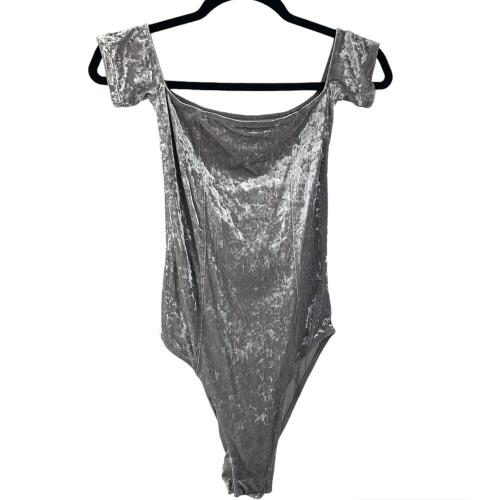 Lilac, Off the Shoulder, Crushed Velvet Bodysuit, Size S